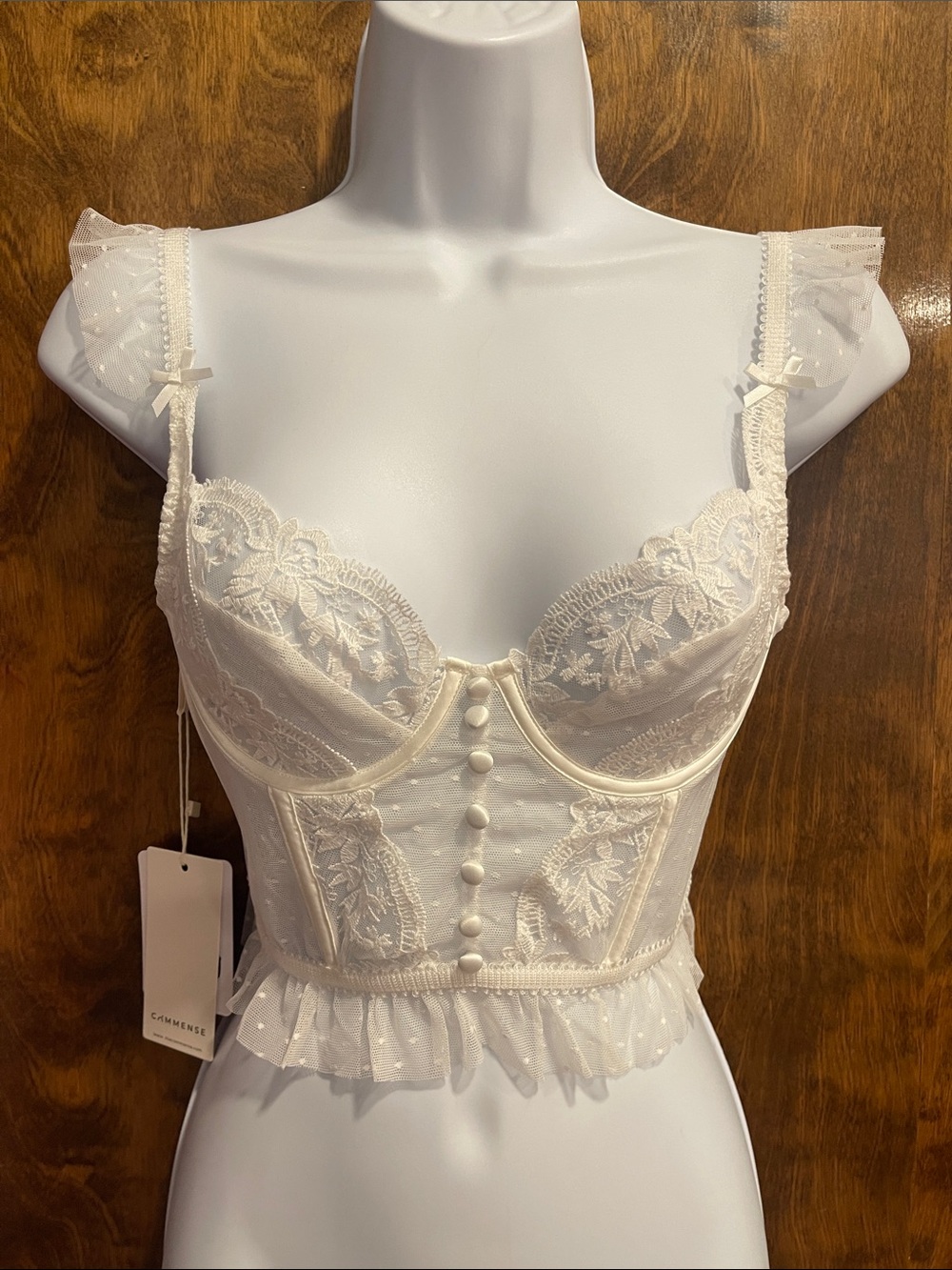 Ivory Lace Embroidered Corset Bustier
